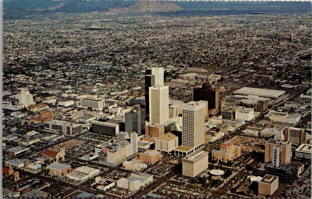 Aerial View of Downtown Phoenix in Arizona Vintage Postcard SP10-17